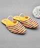Little Palz Thread Work Embroidered & Pearl Embellished Sandals - Yellow & Multicolor