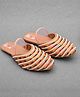 Little Palz Thread Work Embroidered & Pearl Embellished Sandals - Peach & Multi Colour