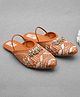 Little Palz Leaves Embroidered & Gungroo Embellished Sandals - Brown