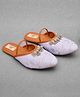 Little Palz Leaves Embroidered & Gungroo Embellished Sandals - Purple