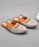 Little Palz Leaves Embroidered & Gungroo Embellished Sandals - Grey