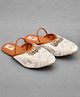 Little Palz Leaves Embroidered & Gungroo Embellished Sandals - White