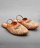 Little Palz Leaves Embroidered & Gungroo Embellished Sandals - Light Brown