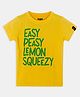 Kiggle Cotton Jersey Knit Half Sleeves Easy Peasy Lemon Squeezy Text Printed Tee - Mustard