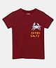 Kiggle Cotton Jersey Knit Half Sleeves Extra Salty Text & Crab Printed Tee - Red