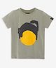Kiggle Cotton Jersey Knit Half Sleeves Cat Printed Tee - Grey