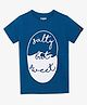 Kiggle Cotton Jersey Knit Half Sleeves Salty But Sweet Text Printed Tee - Navy Blue