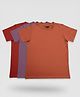 Kiggle Cotton Lycra Knit Pack Of 3 Half Sleeves Solid Tees - Rust Orange Red & Rose Gold