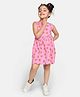 Kiggle Slub Jersey Knit Sleeveless Lemons Printed Dress  - Pink