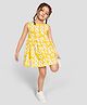 Kiggle Slub Jersey Knit Sleeveless Floral Printed Dress - Mustard