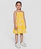 Kiggle Slub Jersey Knit Sleeveless Floral Printed Dress - Mustard
