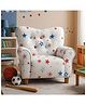 Joyville Kids Low Back Sofa - Big Stars colourful print in Light Grey Colour-Designed for Comfort