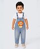Little Surprise Box Denim Woven Sleeveless Lion Applique Detailed & Mild Washed Dungaree - Blue