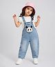 Little Surprise Box Denim Woven Sleeveless Panda Applique Detailed & Mild Washed Dungaree - Blue