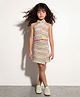 Taffykids Knit Sleeveless Stripes Printed Halter Neck Top With Matching Skort Set - Pink