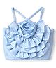 Taffykids Woven Sleeveless Rose Detail Party Crop Top - Blue
