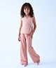 Taffykids Woven Sleeveless Textured Wrap Tie- Up Halter Neck Top With Pant Set - Pink