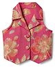 Taffykids Chanderi Woven Ethnic Tops with Sleeveless and Floral Print - Pink