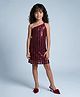 Taffykids Knit Sleeveless One Shoulder Sequin Detail Party Dress - Maroon