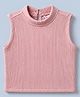 Taffykids Knit Sleeveless Pleated Detail Turtle Neck Top - Pink