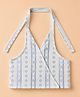 Taffykids Woven Texture Detail With Back Tie Up Halter Neck Sleeveless Top with Striped Print in White & Blue
