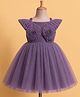 Enfance Net Knit Sleeveless Floral Applique Party Dress -Purple