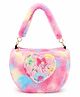 MIMISKU Paris Text Sequins Embellished Heart Applique & Plush Detailed Tie Dye Sling Bag - Rainbow Colour