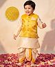 AJ Dezines Silk Blend Woven Full Sleeves Self Design Dhoti Kurta & Jacket Set - Yellow