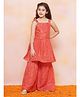 AJ Dezines Cotton Woven Sleeveless Ethnic Printed Kurta & Gharara Set - Red