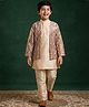 AJ Dezines Raw Silk Woven Full Sleeve Printed Sherwani Set - Beige