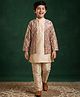 AJ Dezines Raw Silk Woven Full Sleeve Printed Sherwani Set - Beige