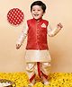 AJ Dezines Silk Blend Woven Full Sleeve Self Design Kurta & Dhoti Set With Jacket - Red