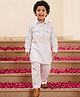 AJ Dezines Cotton Blend Woven Full Sleeve Solid Pathani Suit - White