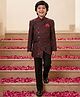 AJ Dezines Jacquard Woven Full Sleeve Jacquard Sherwani - Red