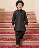 AJ Dezines Cotton Blend Woven Full Sleeve Solid Pathani Suit - Black