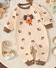 Mark & Mia Cotton Mixes Winter Wear Full Raglan Sleeves Romper with Puppy Applique and Print - Beige