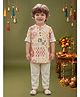ETHNIKS NEURON Linen Woven Full Sleeves Floral Printed Kurta Pyjama Set - Beige