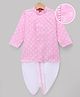 ETHNIKS NEURON Cotton Woven Full Sleeves Dhoti Kurta Set with Floral Embroidery - Pink