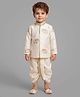 ETHNIKS NEURON Silk Woven Full Sleeves Embroidered Kurta & Dhoti Set - Off White