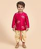 ETHNIKS NEURON Silk Woven Full Sleeves Embroidered Kurta & Dhoti Set - Light Pink
