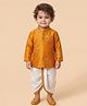 ETHNIKS NEURON Silk Woven Full Sleeves Embroidered Kurta & Dhoti Set - Mustard