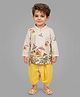 Ethniks Neuron Cotton Woven Full Sleeves Kurta and Dhoti with Elephant Print in Offwhite for 9-12 Months
