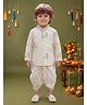 ETHNIKS NEURON Silk Woven Full Sleeves Animal Printed Kurta & Dhoti Set - Off White
