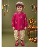 ETHNIKS NEURON Silk Woven Full Sleeves Animal Printed Kurta & Dhoti Set - Light Pink