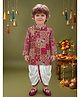 ETHNIKS NEURON Cotton Woven Full Sleeves Printed Kurta & Dhoti Set - Light Pink