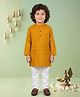 ETHNIKS NEURON Cotton Blend Woven Full Sleeves Striped Kurta & Pyjama Set - Mustard
