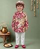 ETHNIKS NEURON Cotton Blend Woven Full Sleeves Kurta and Pyjama With Floral Print - Pink