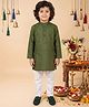 ETHNIKS NEURON Cotton Blend Woven Full Sleeves Kurta and Pajama with Quilted Pattern Embroidery - Olive Green