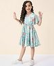 StyloBug Woven Half Sleeves Floral Printed Dress - Blue