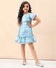 StyloBug Woven Half Sleeves Shimmered Ruffled Dress - Blue